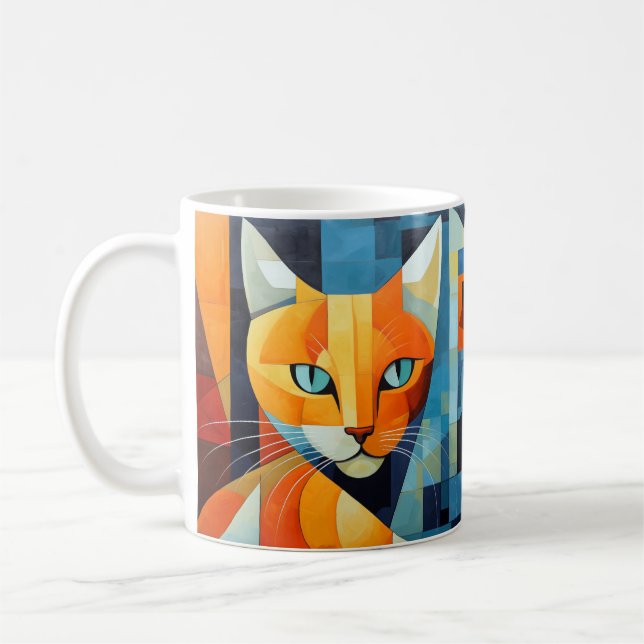 Caneca De Café Abstrato Whiskers: Gato Laranja (Esquerda)