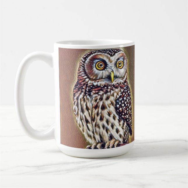 Caneca De Café Abstrato Wilderness Forest Owl Art (Esquerda)