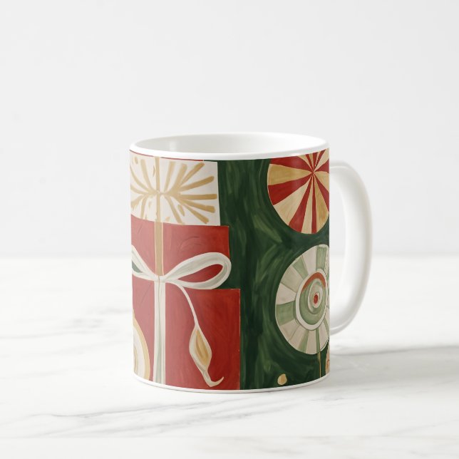 Caneca De Café Abstrato Yuletide Tapeçaria (Frente Esquerda)