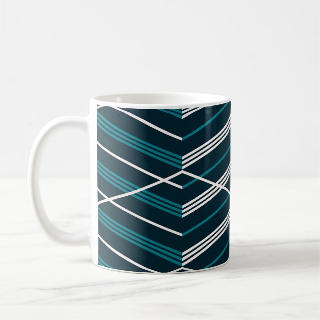 Caneca De Café Abstrato zigzag: elegante vintage geométrico. (Esquerda)