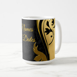 Caneca De Café Abstratos com ênfase Dourada em preto-e-branco