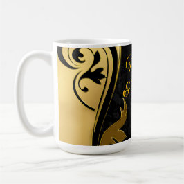 Caneca De Café Abstratos com ênfase Dourada em preto-e-branco