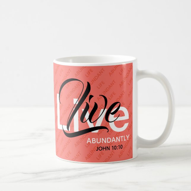 Caneca De Café ABUNDANTE LIFE Cristão Faith Coral (Direita)