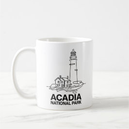 Caneca De Café Acadia National Park Lighthouse Line Art