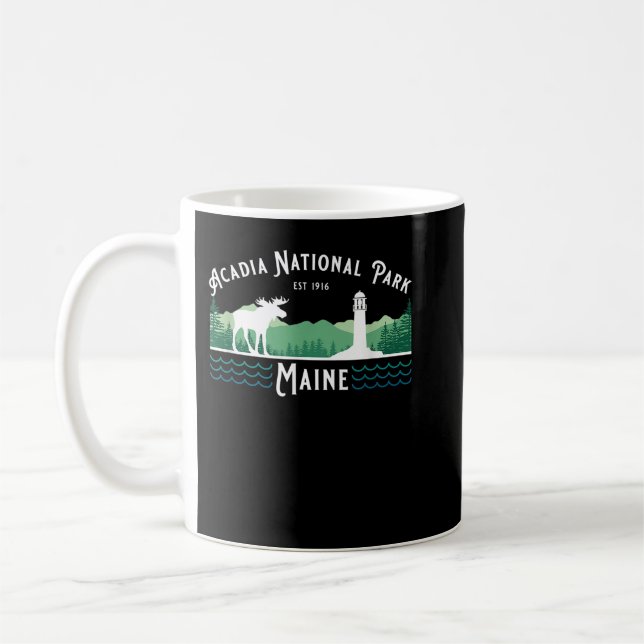 Caneca De Café Acadia National Park Maine Moose Lighthouse Souven (Esquerda)