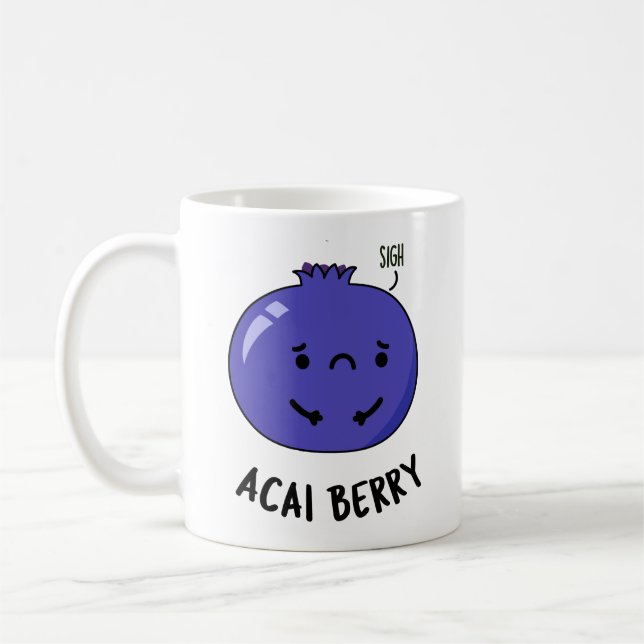 Caneca De Café Acai Berry Funny Fruta Pun (Esquerda)