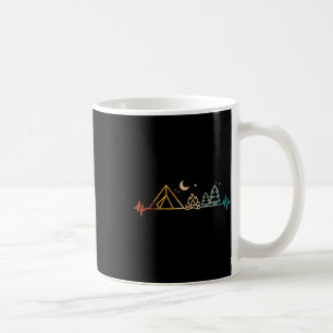 Caneca De Café Acampamento Batimento Cardíaco Tenda Fogueira Árvo