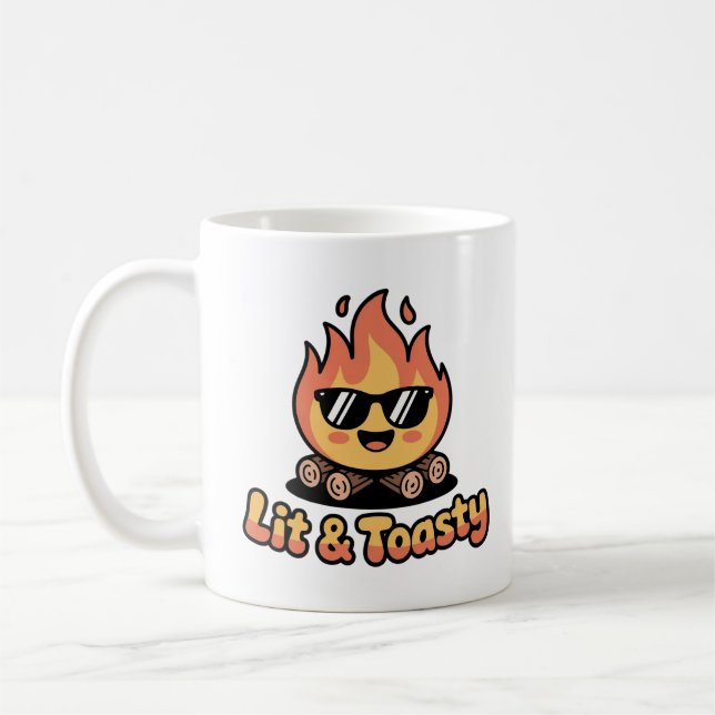 Caneca De Café Acampamento Divertido com Fogueira Acesa (Esquerda)
