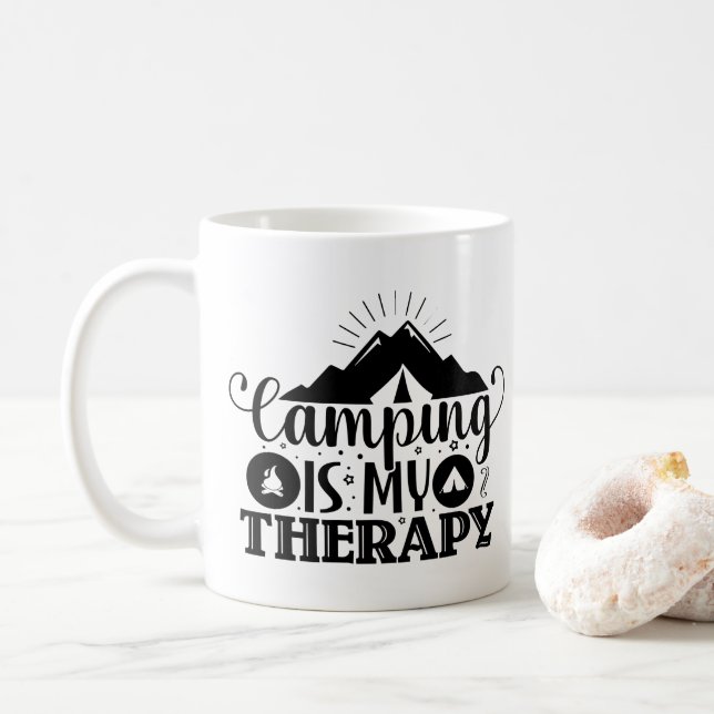 Caneca De Café Acampamento É Minha Terapia (Com Donut)