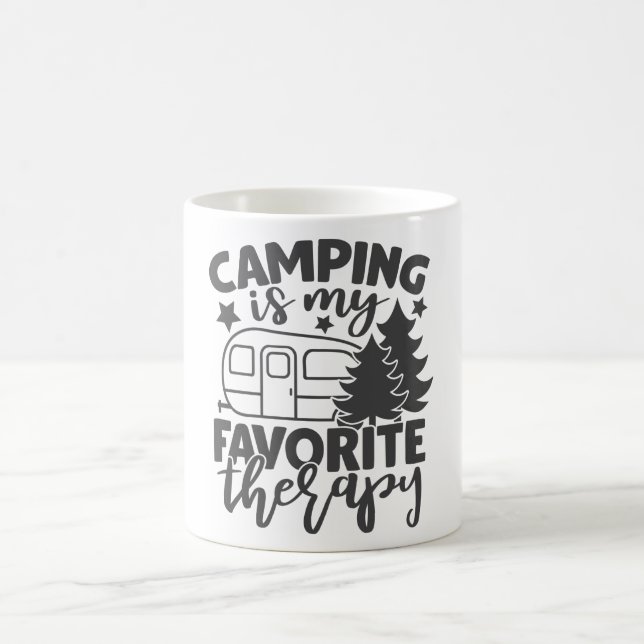 Caneca De Café Acampamento É Minha Terapia Favorita Engraçada Cam (Centro)