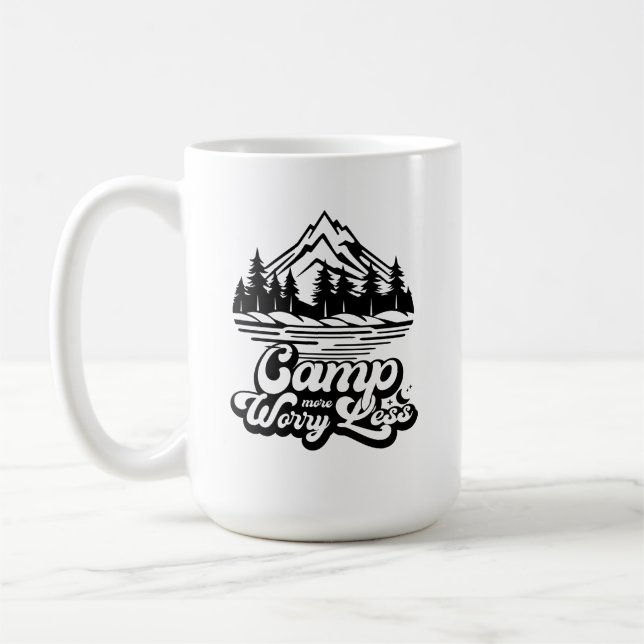 Caneca De Café Acampamento Mais Preocupado Menos (Esquerda)