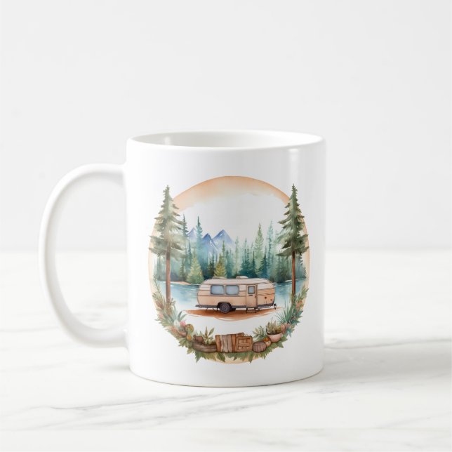 Caneca De Café Acampamento RV na floresta, acampamento RV (Esquerda)