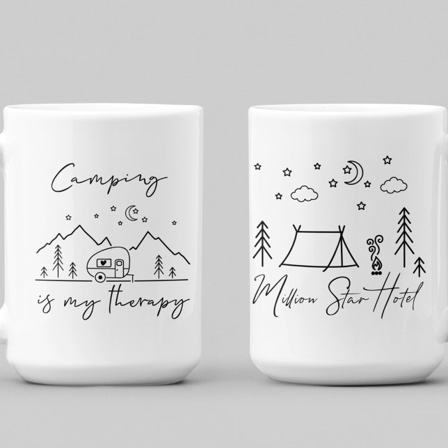Caneca De Café Acampamento são as Minhas Cotações do Hotel Therap (Camping is My Therapy & Million Star Hotel Quotes 15oz Coffee Mug)
