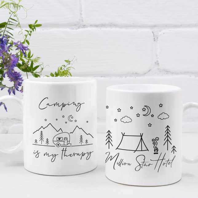 Caneca De Café Acampamento são as Minhas Cotações do Hotel Therap (Camping is My Therapy & Million Star Hotel Quotes Coffee Mug)