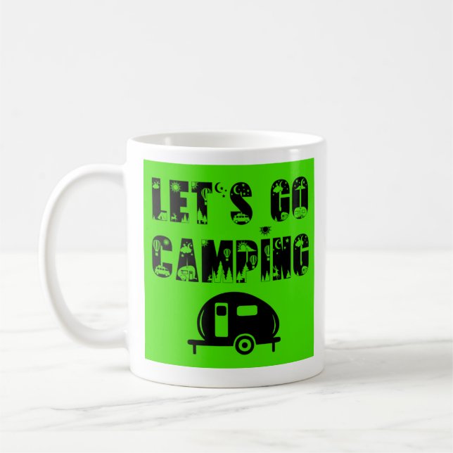 Caneca De Café Acampamento vamos Go - Trailer Clássico Pequeno (Esquerda)