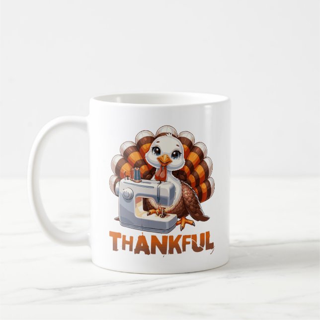 Caneca De Café Ação de Graças, Adorável Animal Turkey (Esquerda)