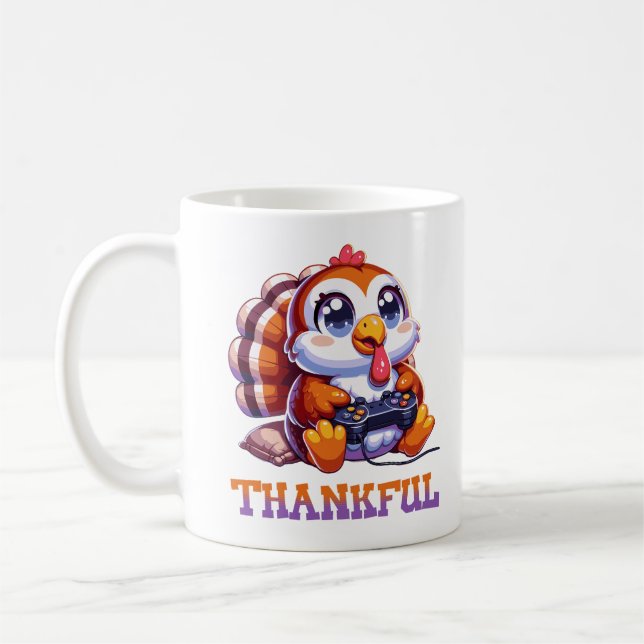 Caneca De Café Ação de Graças Animal Turkey Gamer (Esquerda)