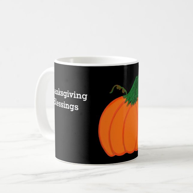 Caneca De Café Ação de Graças Bênçãos Laranja Pumpkin (Frente Esquerda)