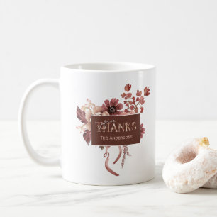 Caneca De Café Ação de Graças Botânica de Aquarela