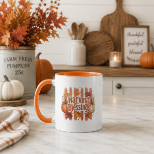 Caneca de Café Ação de Graças Colheita Bênçãos Out