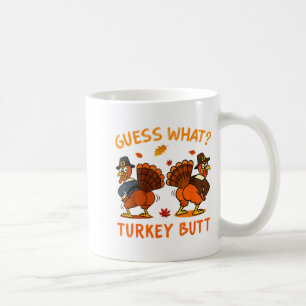 Caneca De Café Ação de Graças engraçada adivinhe o que peru bunda