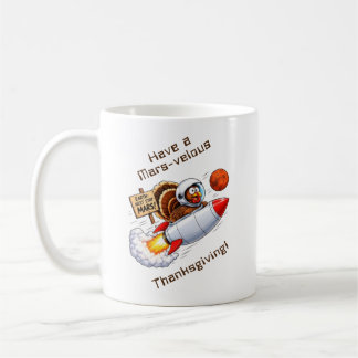 Caneca De Café Ação de Graças Funny Space Turkey