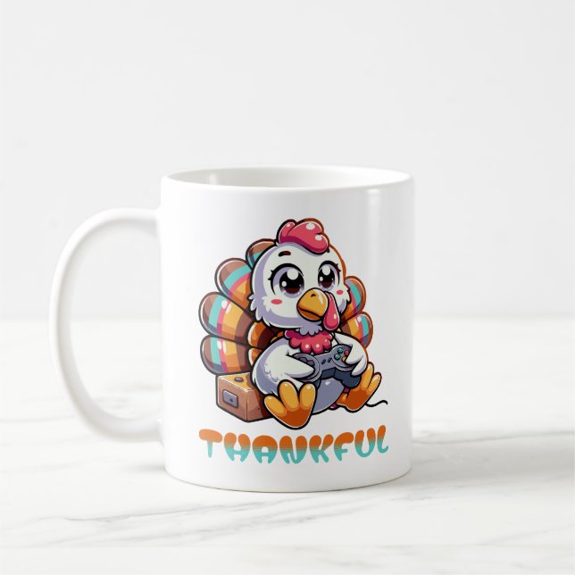 Caneca De Café Ação de Graças Gamer Animal Turkey (Esquerda)