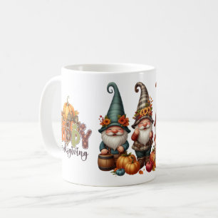Caneca De Café Ação de Graças Gnomos Trio Mug