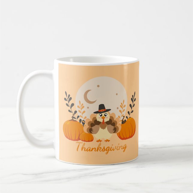 Caneca De Café Ação de Graças - Laranja-Justa - Pumpkin (Esquerda)