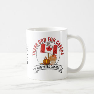 Caneca De Café Ação de Graças Patriótica OBRIGADO DEUS PELA CANAD