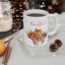 Caneca De Café Ação de Graças Personalizada Pumpkin Laranja de Ou
