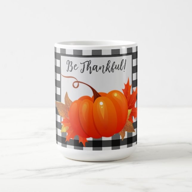 Caneca De Café Ação de Graças Pumpkin Buffalo Xadrez Mug (Centro)