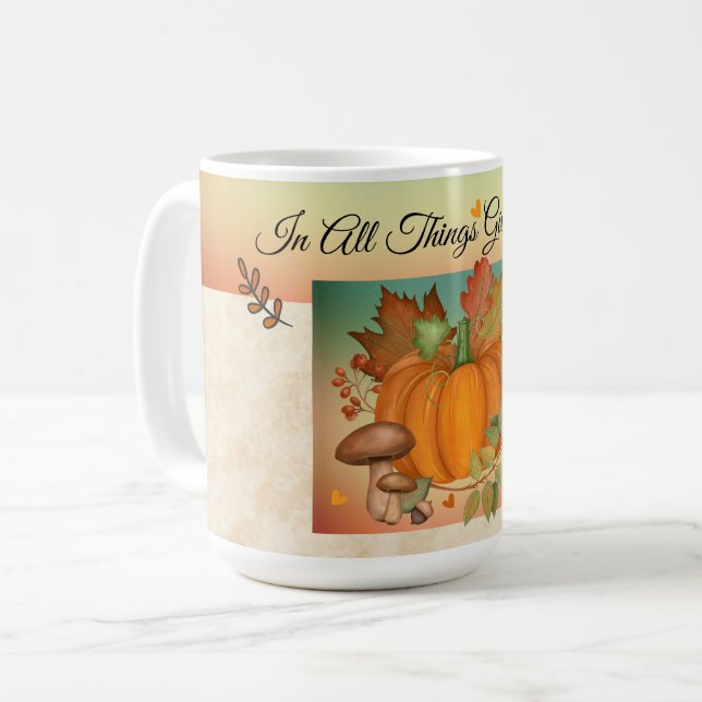 Caneca De Café Ação de Graças Pumpkin Mug (Frente Esquerda)