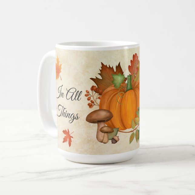 Caneca De Café Ação de Graças Pumpkin Mug (Frente Esquerda)