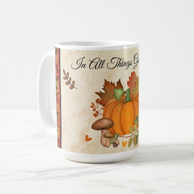 Caneca De Café Ação de Graças Pumpkin Mug (Frente Esquerda)