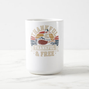 Caneca De Café Ação de Graças Vintage Agradecido & Águia Livre
