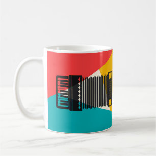 Caneca De Café Accordion Tri-Color - Música Dourada Turquesa Cor