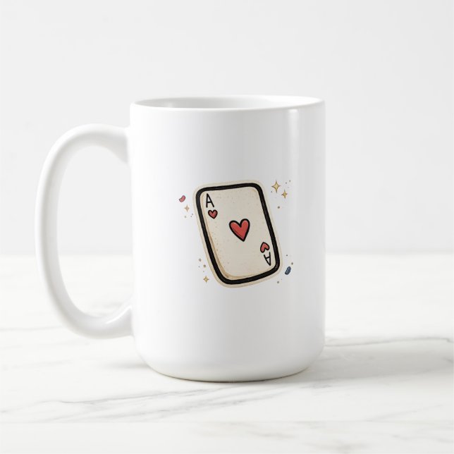 Caneca De Café Ace of Hearts Minimal Playing Card Art (Esquerda)