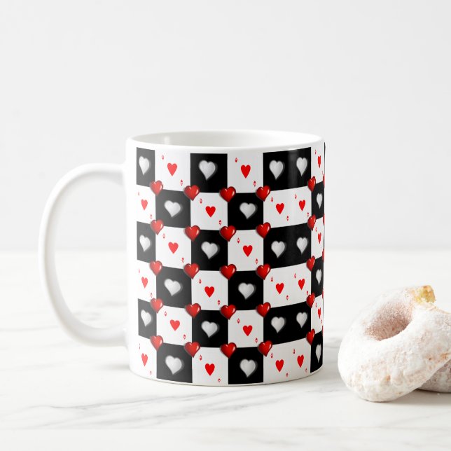 Caneca De Café Ace Red Hearts Mug (Com Donut)