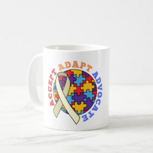 Caneca De Café Aceitar Adaptar Advogar - Fita Mundial da Conscien