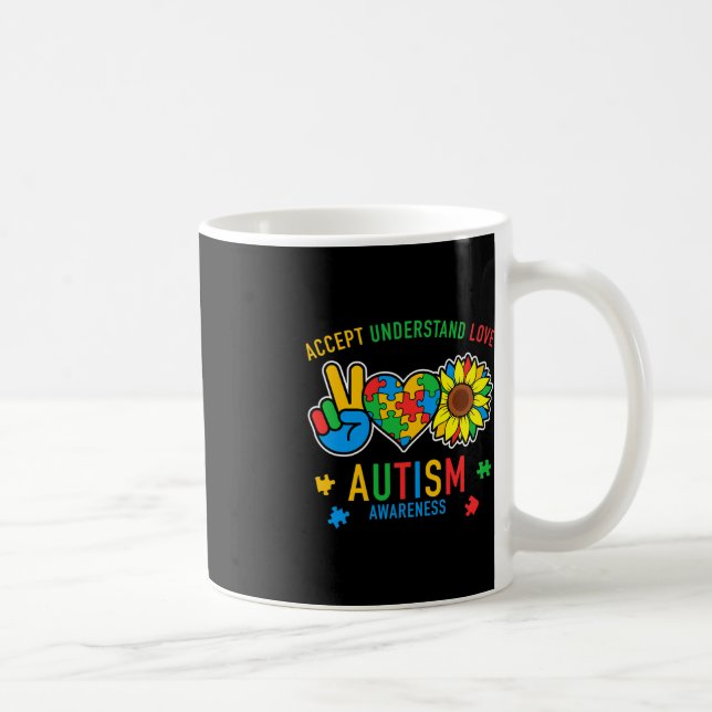 Caneca De Café Aceitar Compreender Autismo Atenção Ao Amor (Direita)