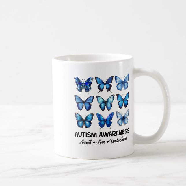 Caneca De Café Aceitar Compreender Autismo Atenção Borboleta (Direita)