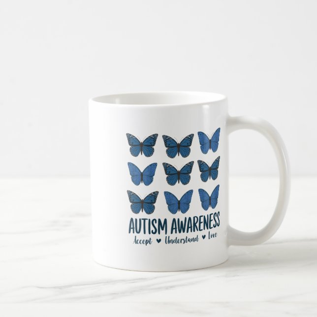 Caneca De Café Aceitar Compreender Autismo Atenção Borboleta (Direita)