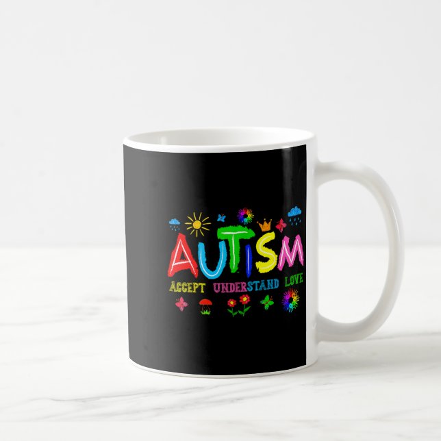 Caneca De Café Aceitar entender amar dia de conscientização sobre (Direita)
