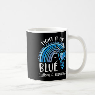 Caneca De Café Acenda Azul Autismo Sensibilização Mês Arco-Íris P