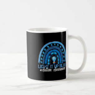 Caneca De Café Acenda-O Azul Arco-Íris Autismo Consciência