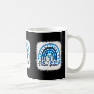 Caneca De Café Acenda-O Azul Arco-Íris Branqueado Autismo Consciê