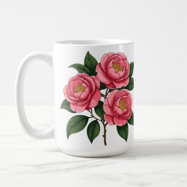 Caneca De Café 🌸 Acento Floral Rosa para Pausas de Café 🎁 (Esquerda)