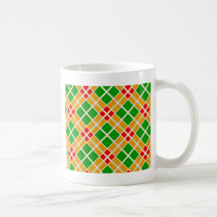 Caneca De Café Acessório de padrão amarelo verde-argil Xadrez-cla