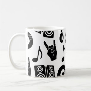 Caneca De Café Acessórios Musicais: Padrão de Vintagem Monocromát